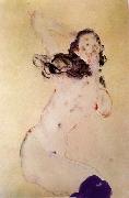 Egon Schiele Female Nude with Blue Stockings oil painting